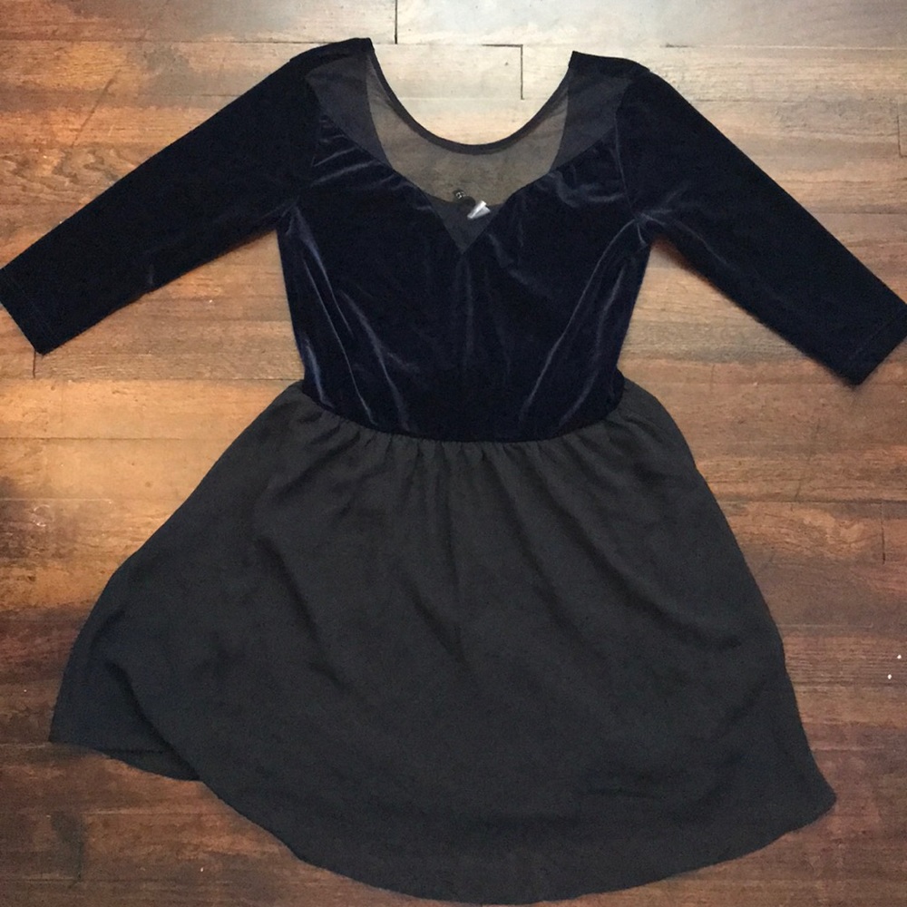 Velvet top skater dress